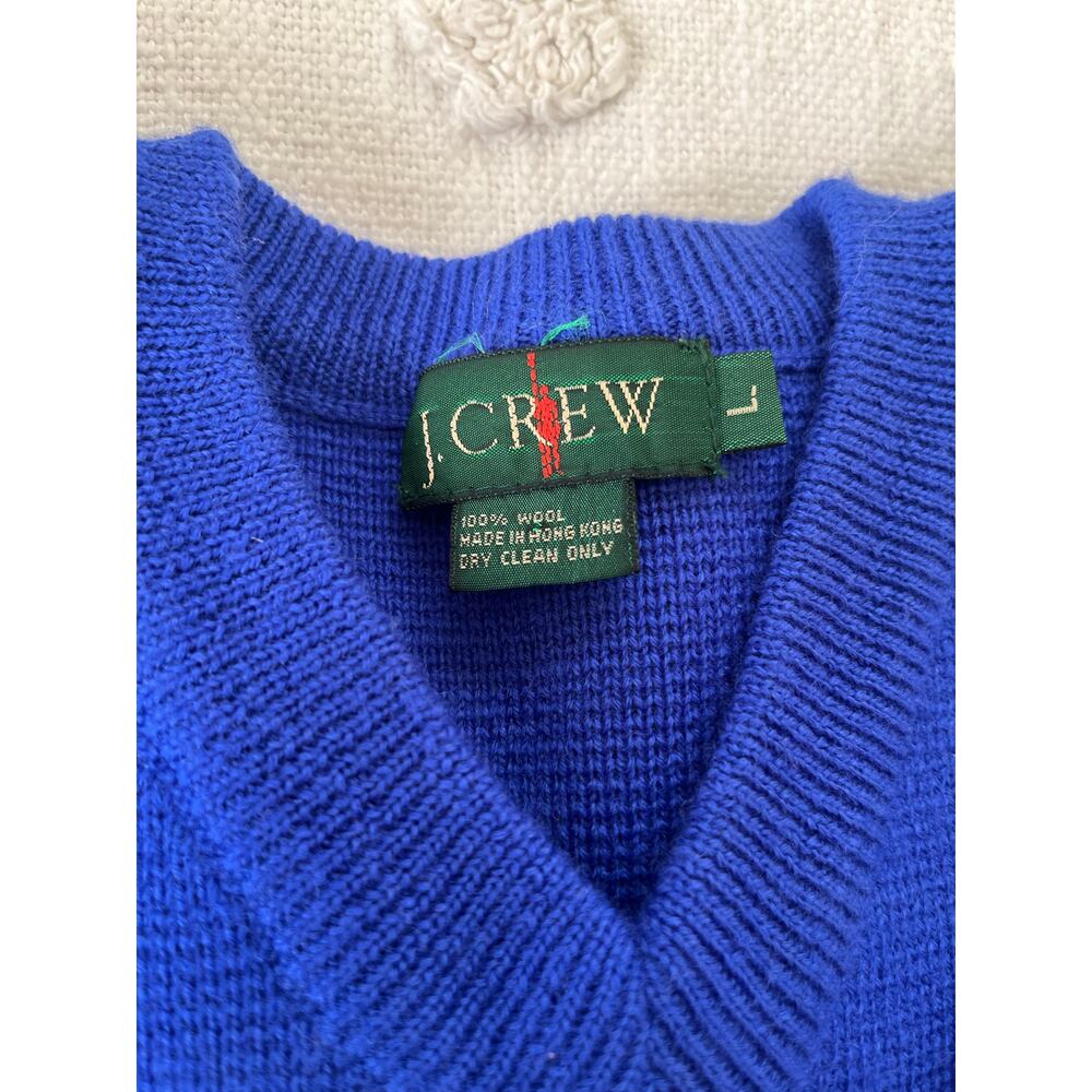 Vintage 90s J.Crew Retro Sweater 100% Wool Striped Fisherman Ski Gorpcore Mens L - Picture 2 of 6